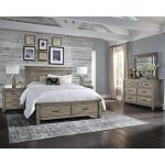 Rustic Cal King Storage Bedroom Set 4Pcs Greystone A-America .