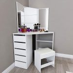 Amazon.com: CGKUITER White Vanity Table Set, L-Shaped Corner .