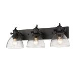 Golden Lighting Hines 3-Light Black and Seeded Glass Bath Light .