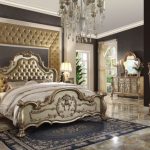 Dresden Luxury 4pc California King Bedroom Set In Antique Gold Pati