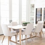 Light Gray Dining Chairs at oak Dining Table - Transitional .