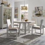 Modern Farmhouse Round Dining Room Set (Aged White) - 1StopBedroom