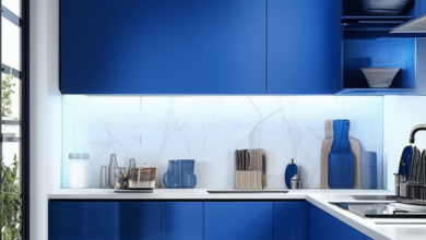 Blue Bliss: Transform Your Small Kitchen with Stylish Cabinet Design