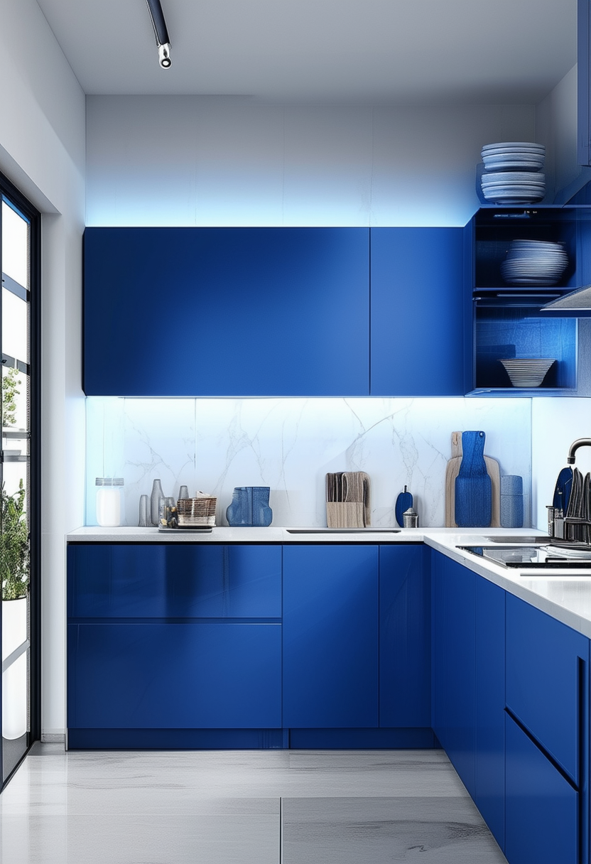 Blue Bliss: Transform Your Small Kitchen with Stylish Cabinet Design