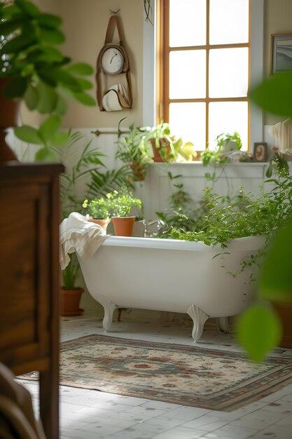 An indoor plant infuses life ⁤and tranquility⁤ into your ​boho bathroom retreat