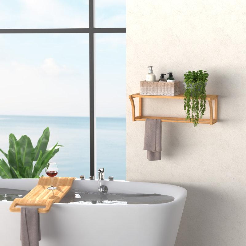 Select bamboo accents for an eco-friendly wooden bathroom vibe