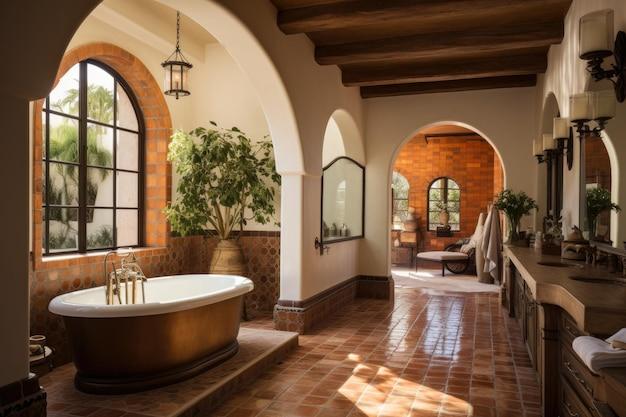 Mediterranean bathroom: Evoke ‌warmth with terracotta tiles and ornate details