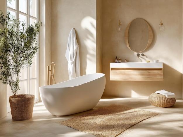 A freestanding bathtub‌ makes a luxurious statement in your boho bathroom‍ oasis