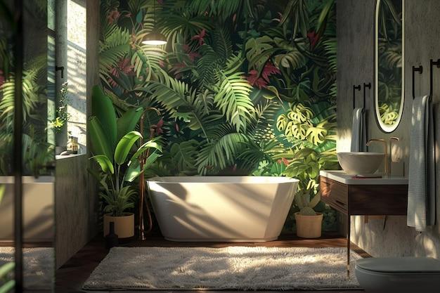 Urban Jungle: Use greenery and natural elements to enliven your‌ bathroom