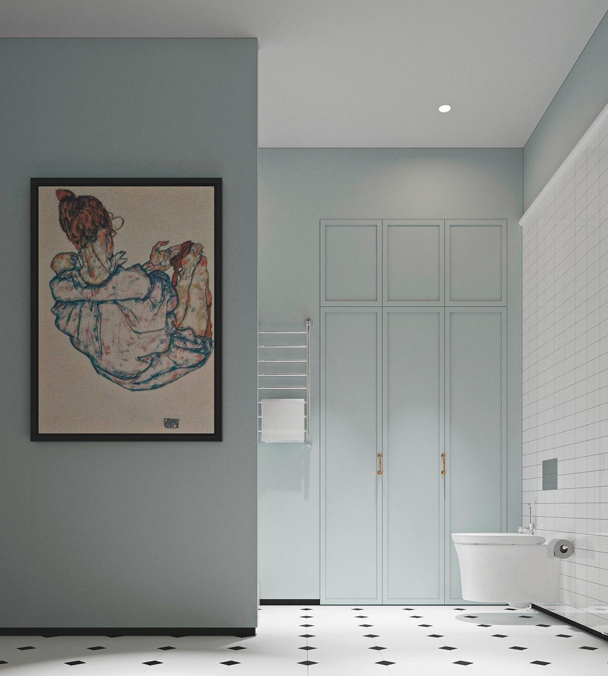 Soft mountain blue accents bring‍ serenity​ to your​ pastel bathroom