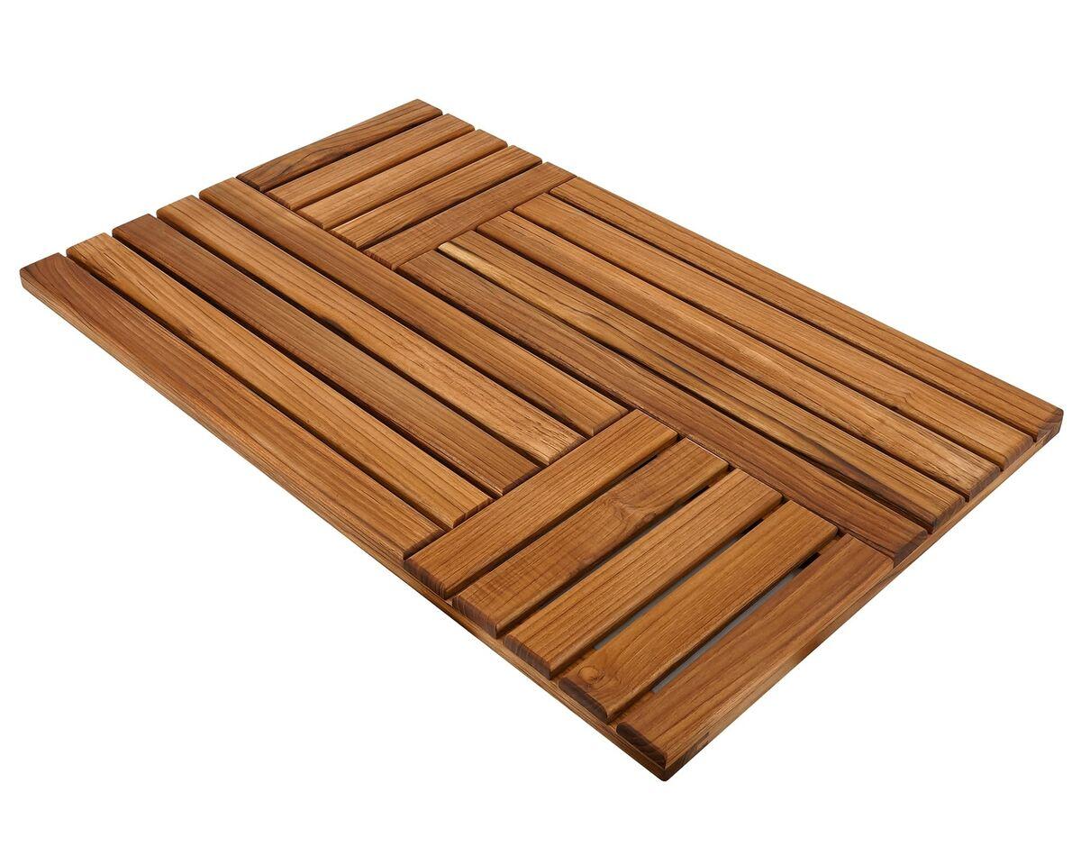 Opt for wooden bath‌ mats for a natural feel in your bathroom