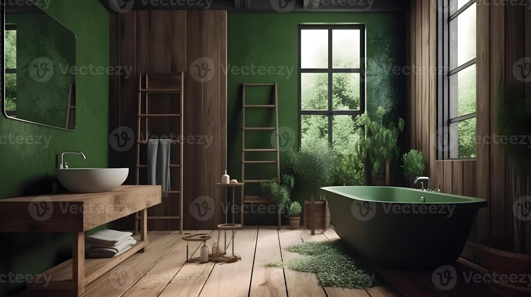 Incorporate plants to bring life ‍into your‍ wooden bathroom layout