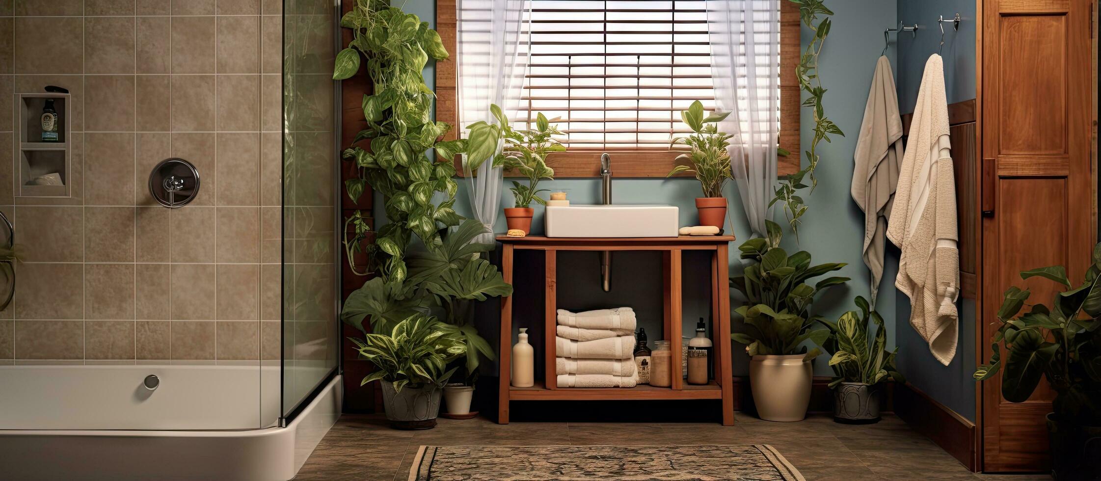 Add indoor plants for a fresh touch ​in ⁣your wooden bathroom