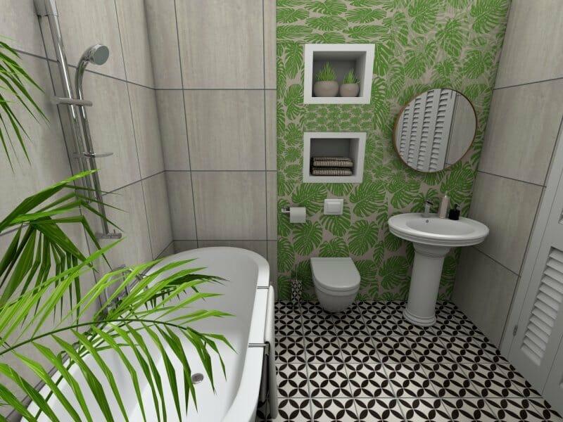 Tropical Escape:⁣ Bright colors and patterns energize your ‌bathroom design