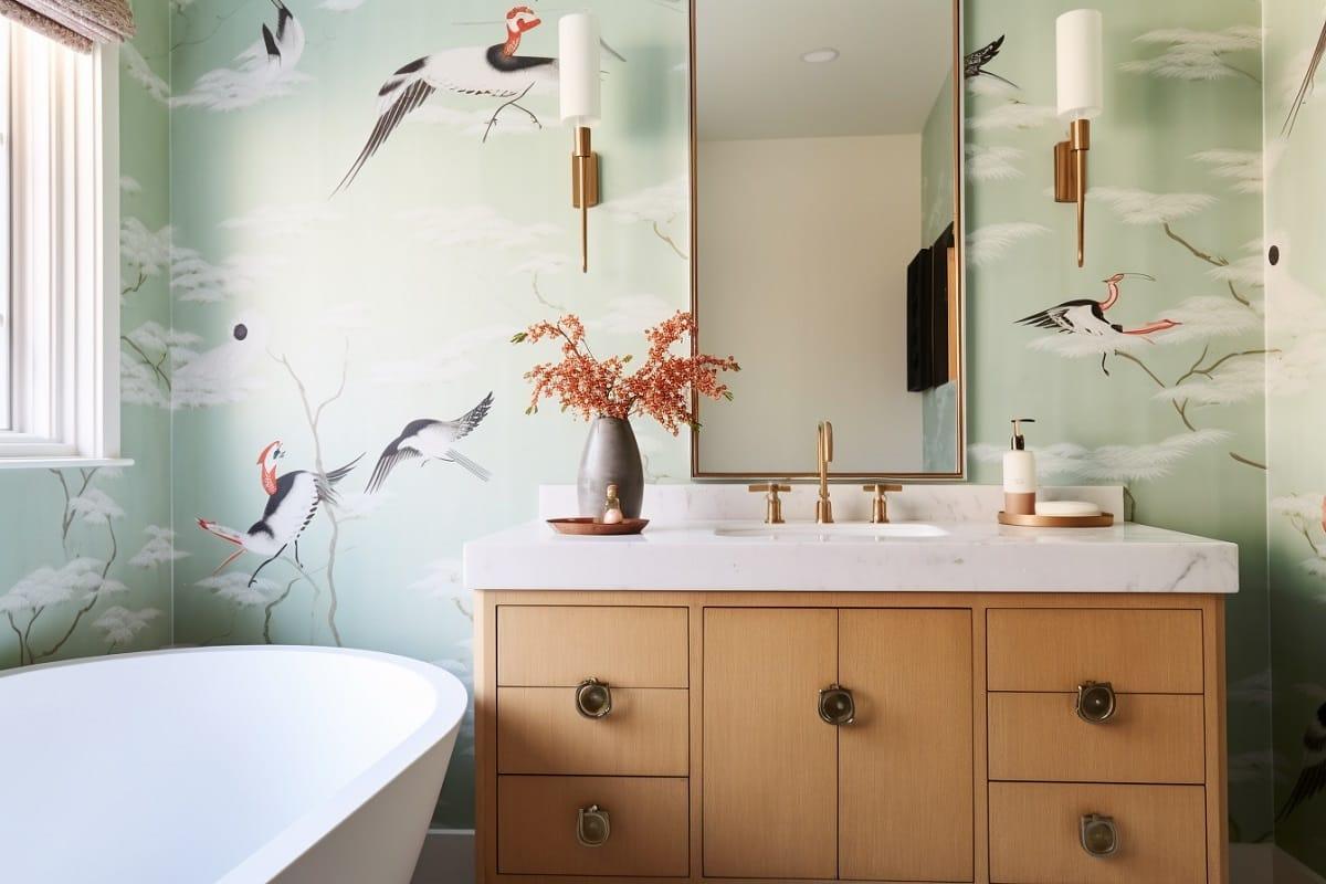 Use a bold statement wallpaper to make your eclectic bathroom truly stand out