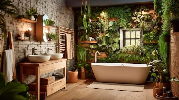 Plants for a touch of nature in a modern ⁢bathroom