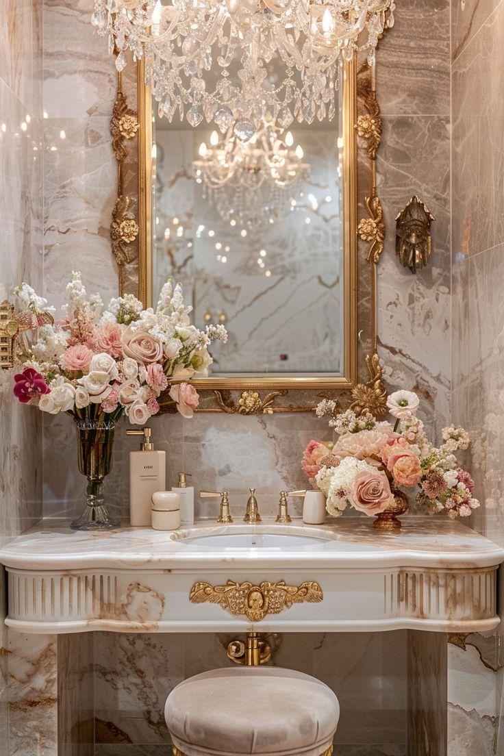 Glamorous Touch: Add gold accents ​for a‍ luxurious bathroom feel