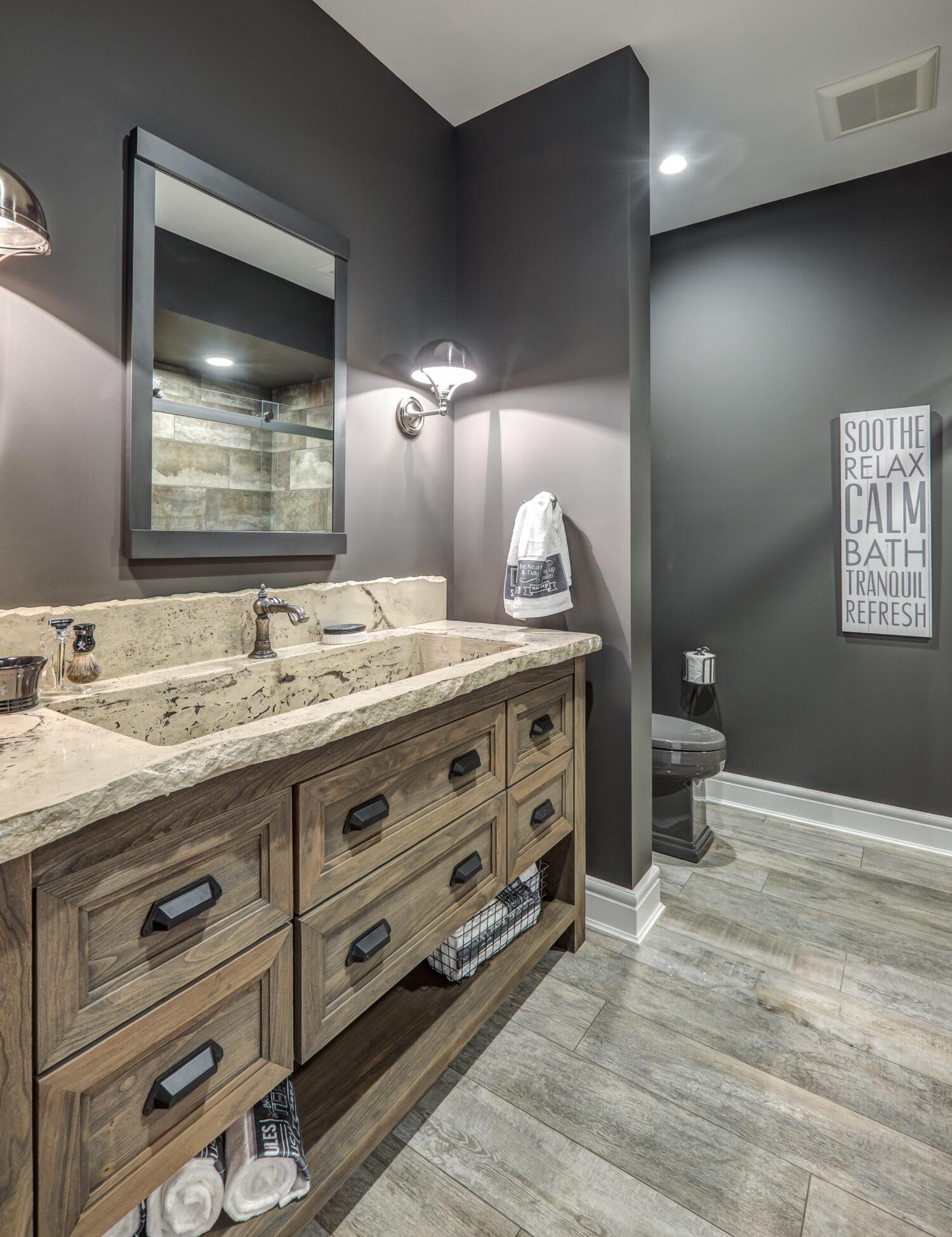 Introduce weathered wood for a rustic charm in your wooden ⁣bathroom