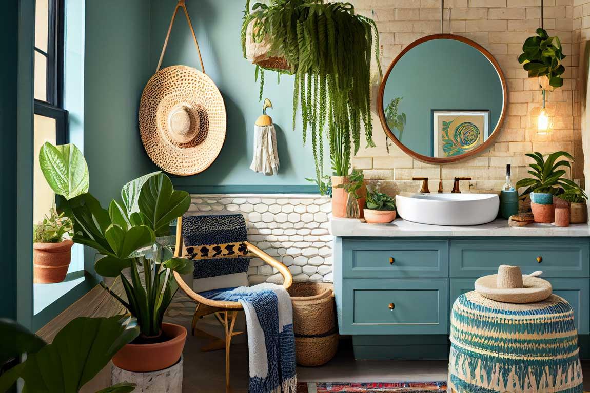 Colorful ⁢wall tiles ‌provide a ⁢fun, artistic splash in your boho bathroom