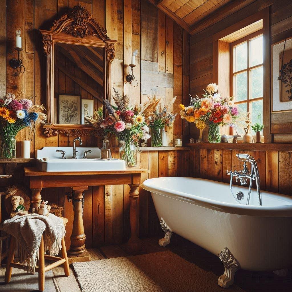 Farmhouse bathroom: Embrace comfort with ​coziness and vintage accents