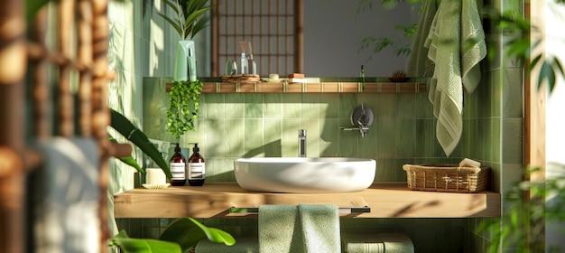 Sustainable water-saving fixtures for an eco-friendly modern bathroom