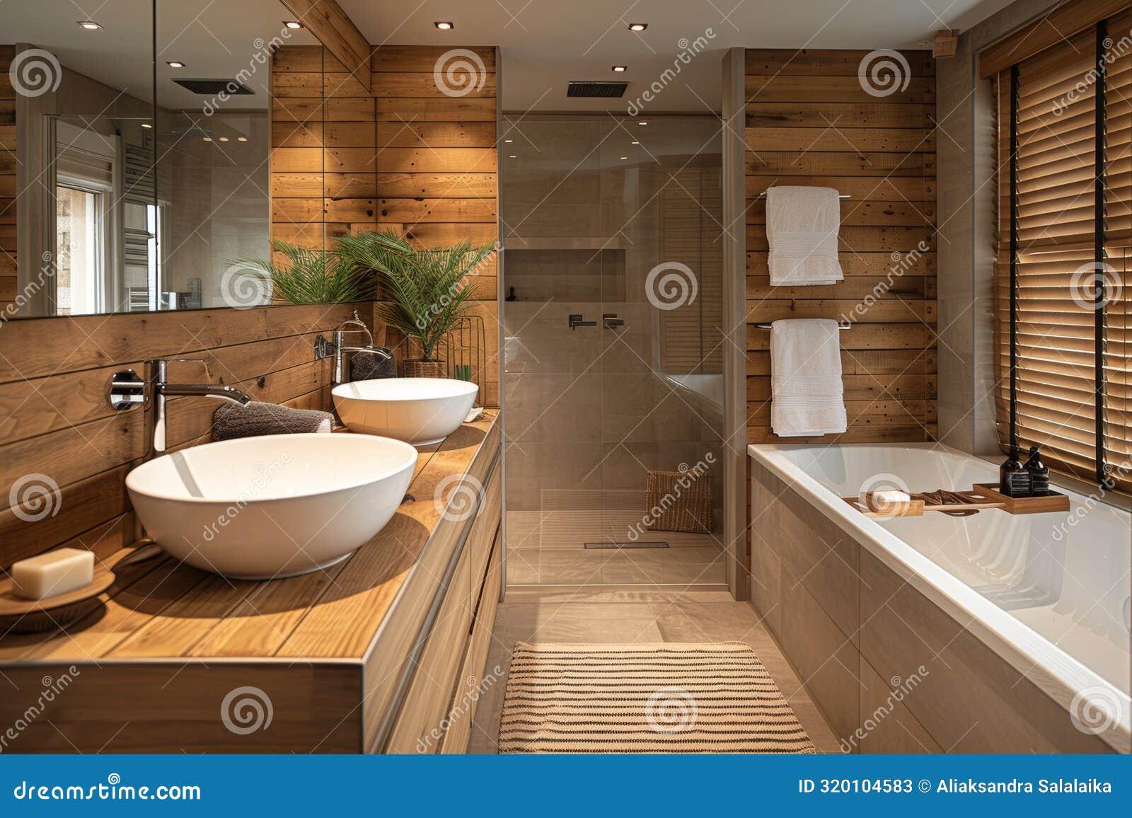 Include wood ‍paneling for ‍an elegant wooden bathroom ambiance