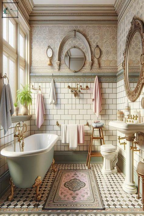 Art Deco bathroom: Geometric‍ patterns and rich colors add vintage flair