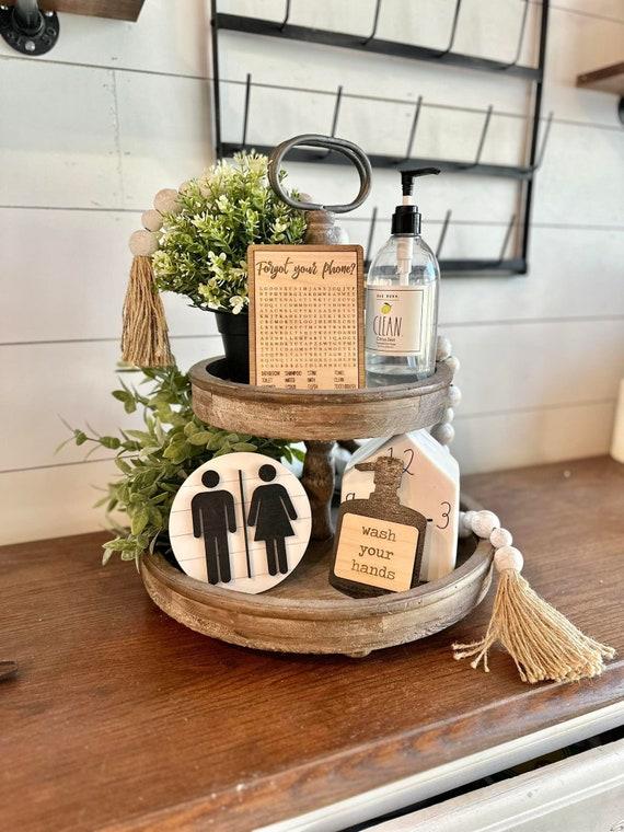 Decorative trays for a curated look in your boho bathroom