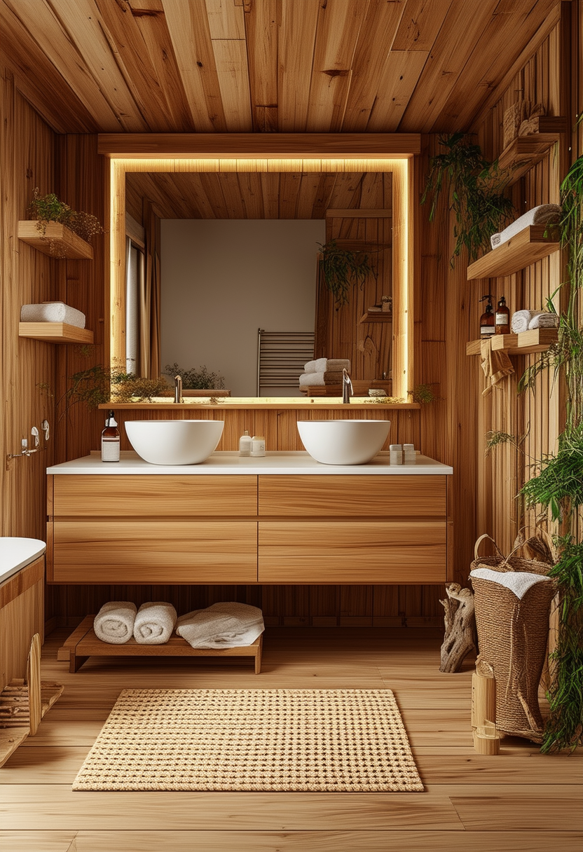 Stylish Elements for a Cozy Wooden Bathroom Retreat