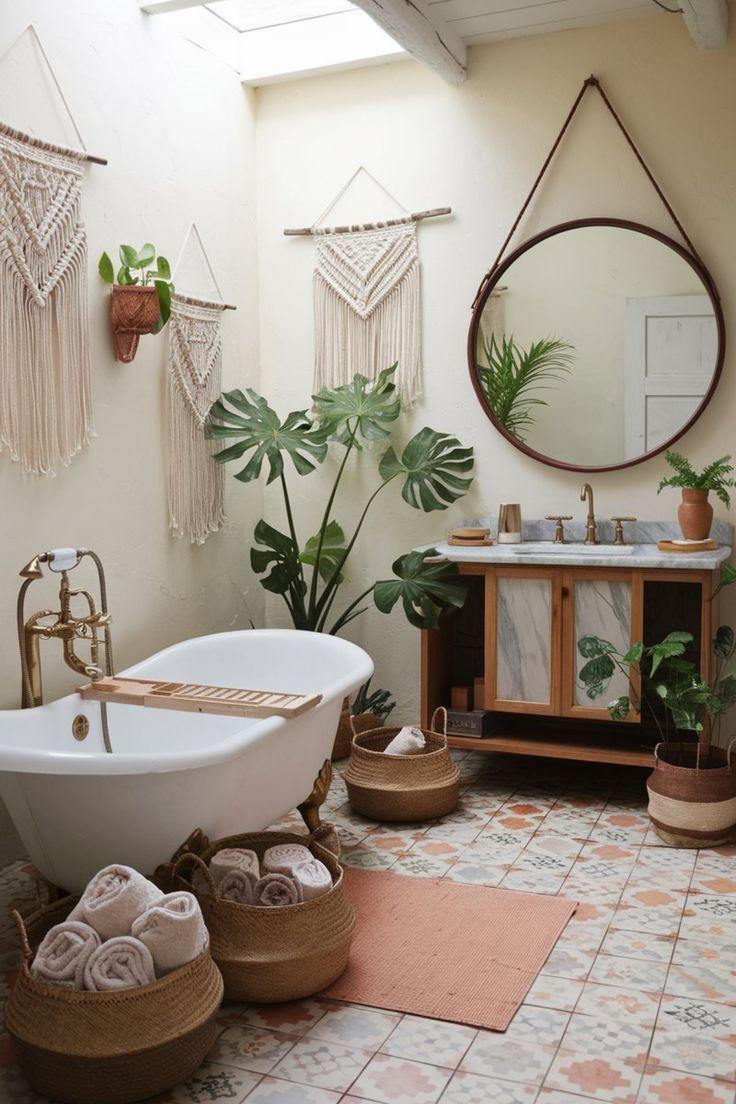 Embrace natural textures with wicker baskets ‍for an⁢ organized boho bathroom vibe