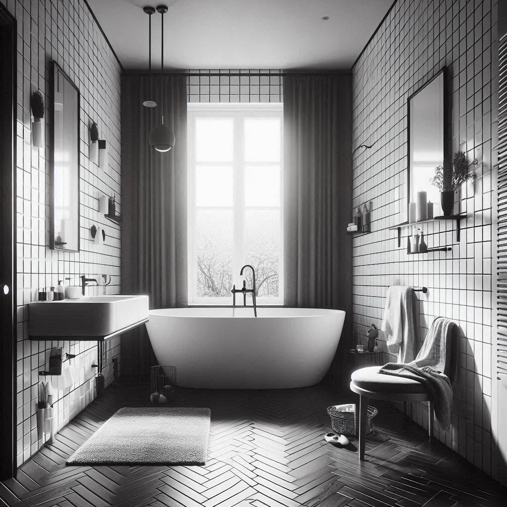 Monochrome bathroom: Striking black and white creates ⁤a ‍sophisticated ⁣atmosphere