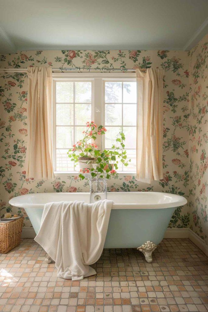 Feminine bathroom: Soft pastels and floral accents for a delicate touch