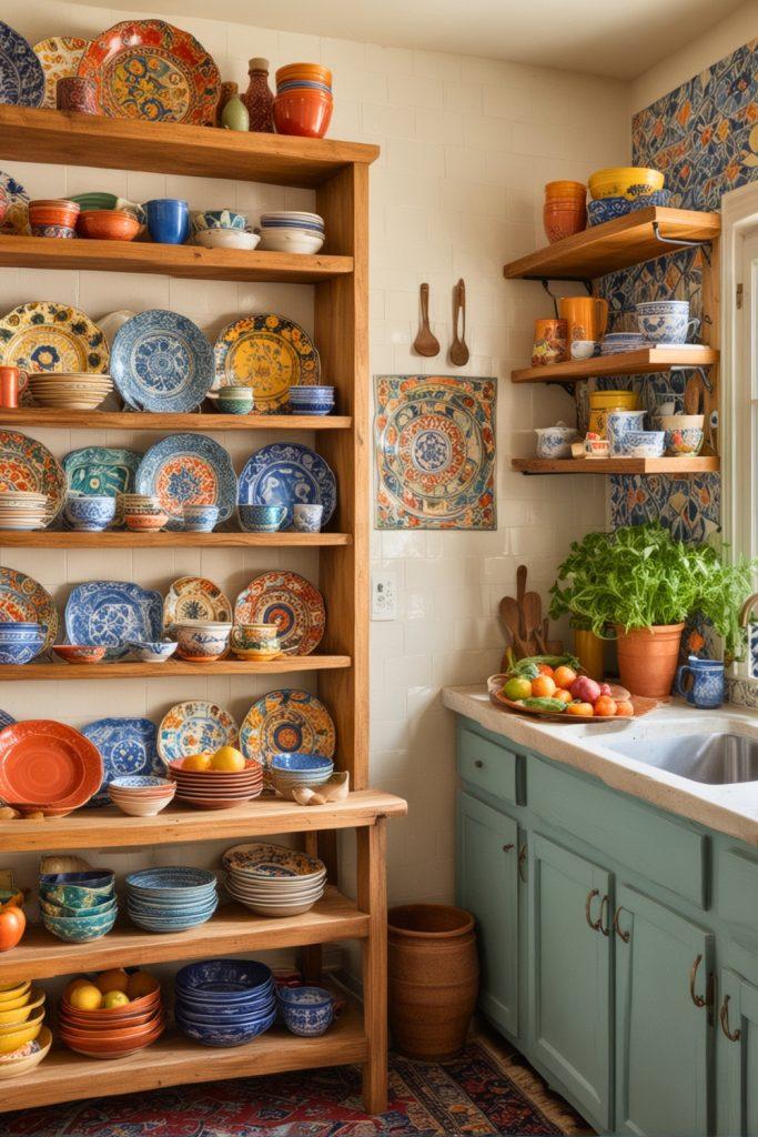 Opt for open shelving to display⁢ colorful pottery in⁤ your⁢ boho bathroom