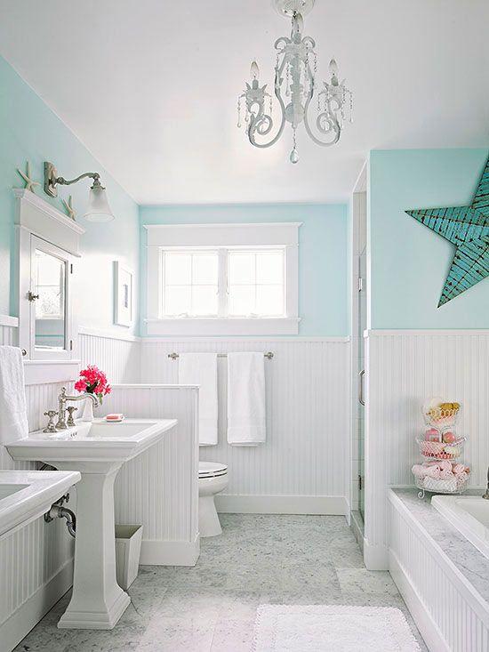 Embrace pastel tiles for a whimsical pastel bathroom floor