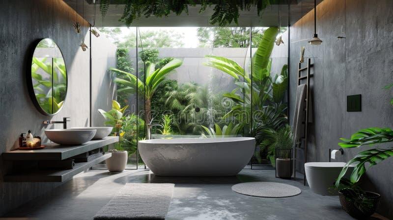 Urban Jungle: ⁣Add plants for a refreshing, lively bathroom ambiance