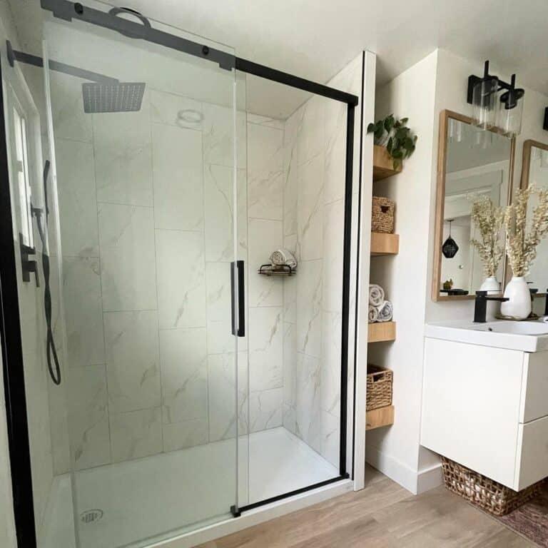 Design a walk-in shower for a sleek modern bathroom experience