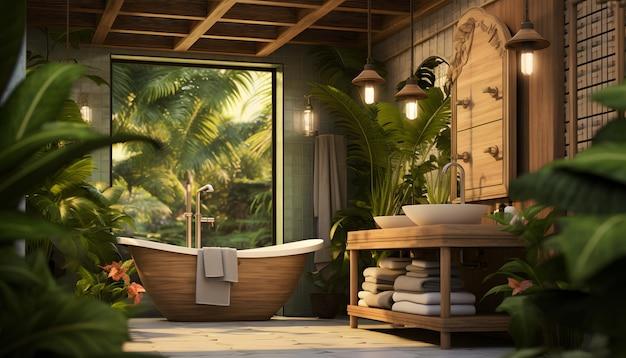 Create warmth using bamboo accents in your ‍wooden bathroom design