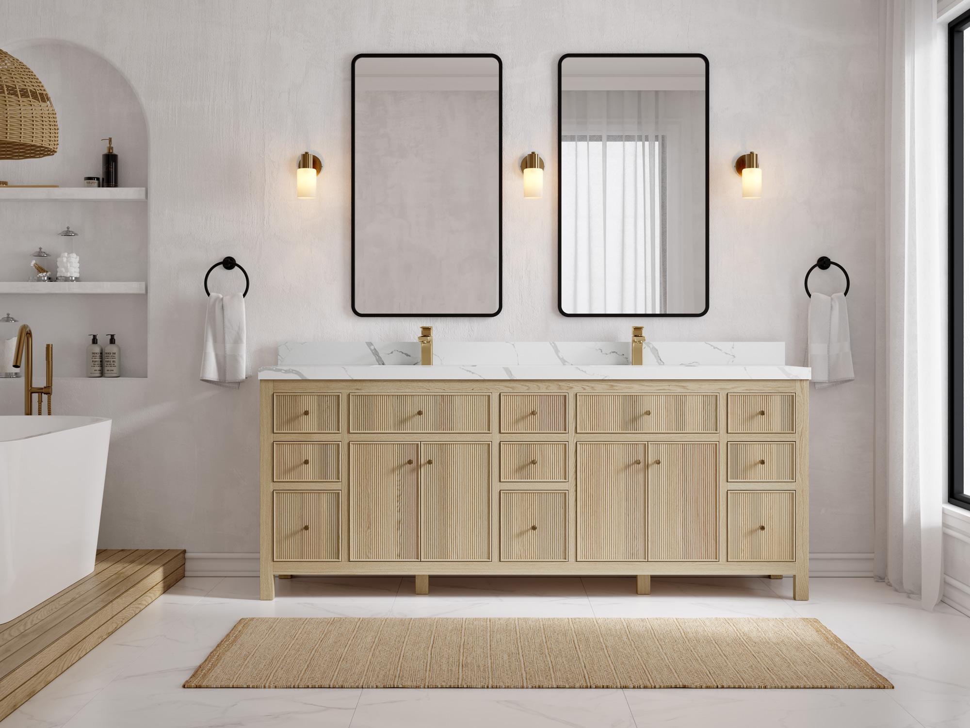 Embrace natural beauty with a stunning wooden bathroom vanity