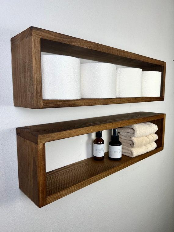 Minimalist floating shelves to showcase elegance in your modern bathroom