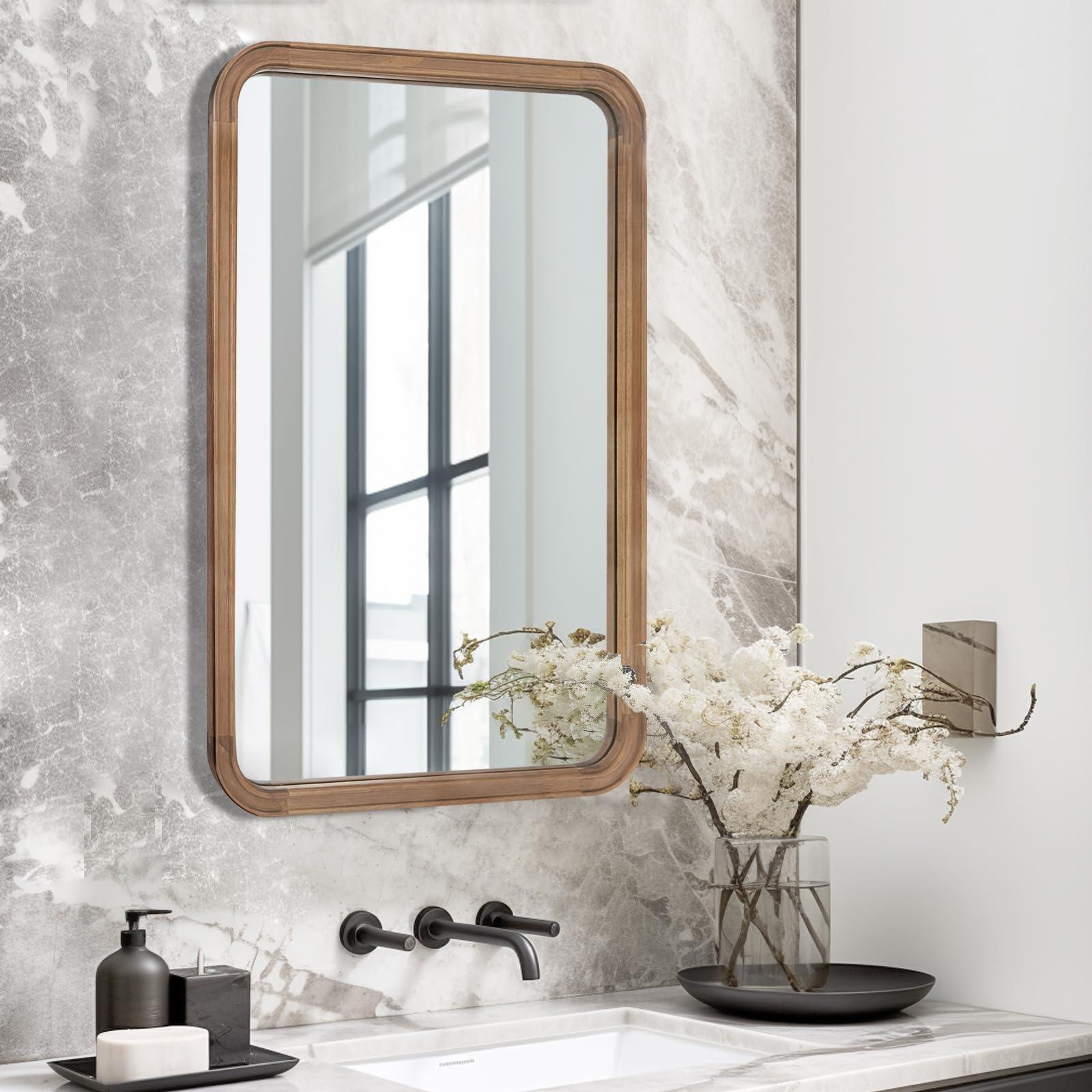 Design‍ a wooden bathroom mirror frame for added character