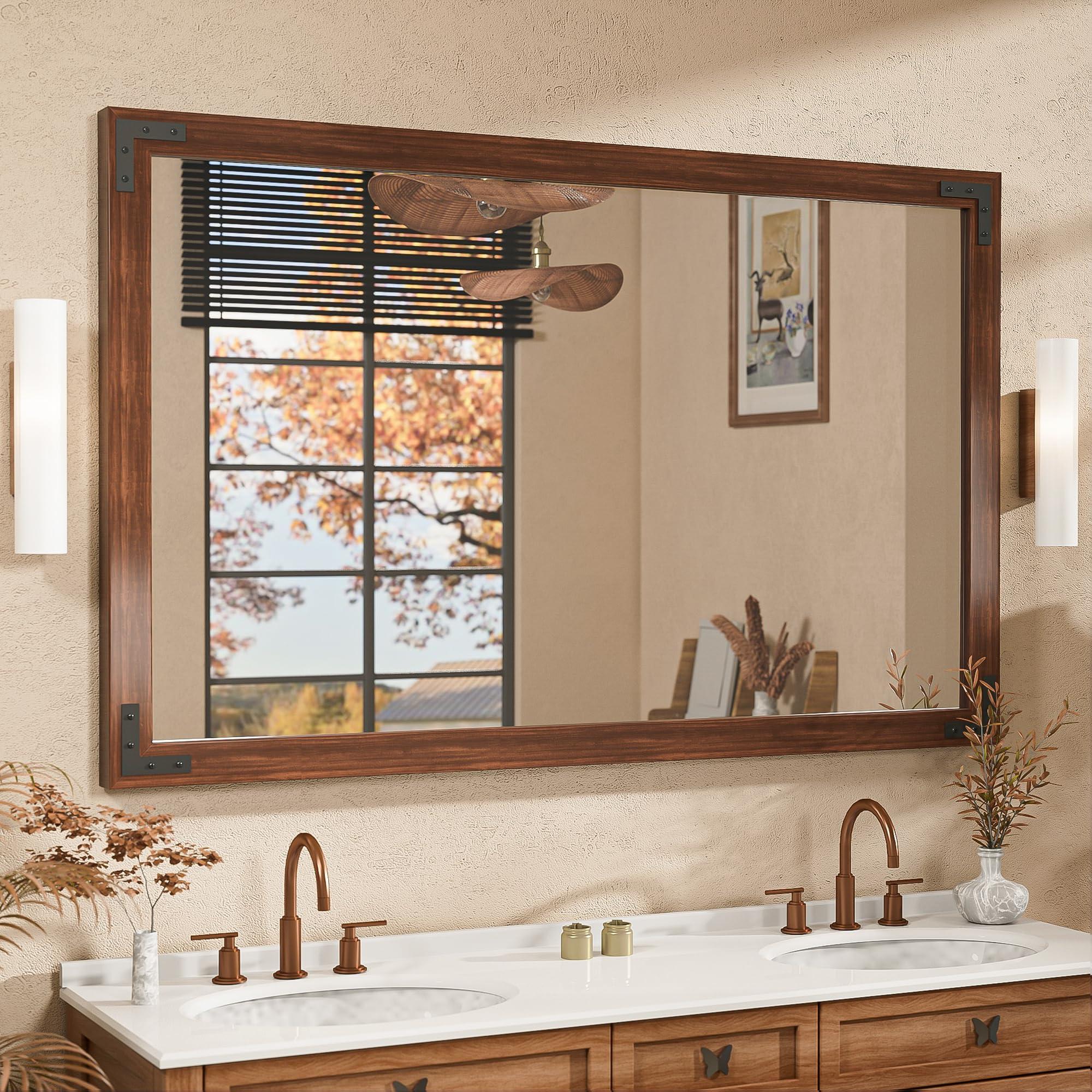 A wooden ​bathroom mirror frame⁤ adds character to ⁣any space