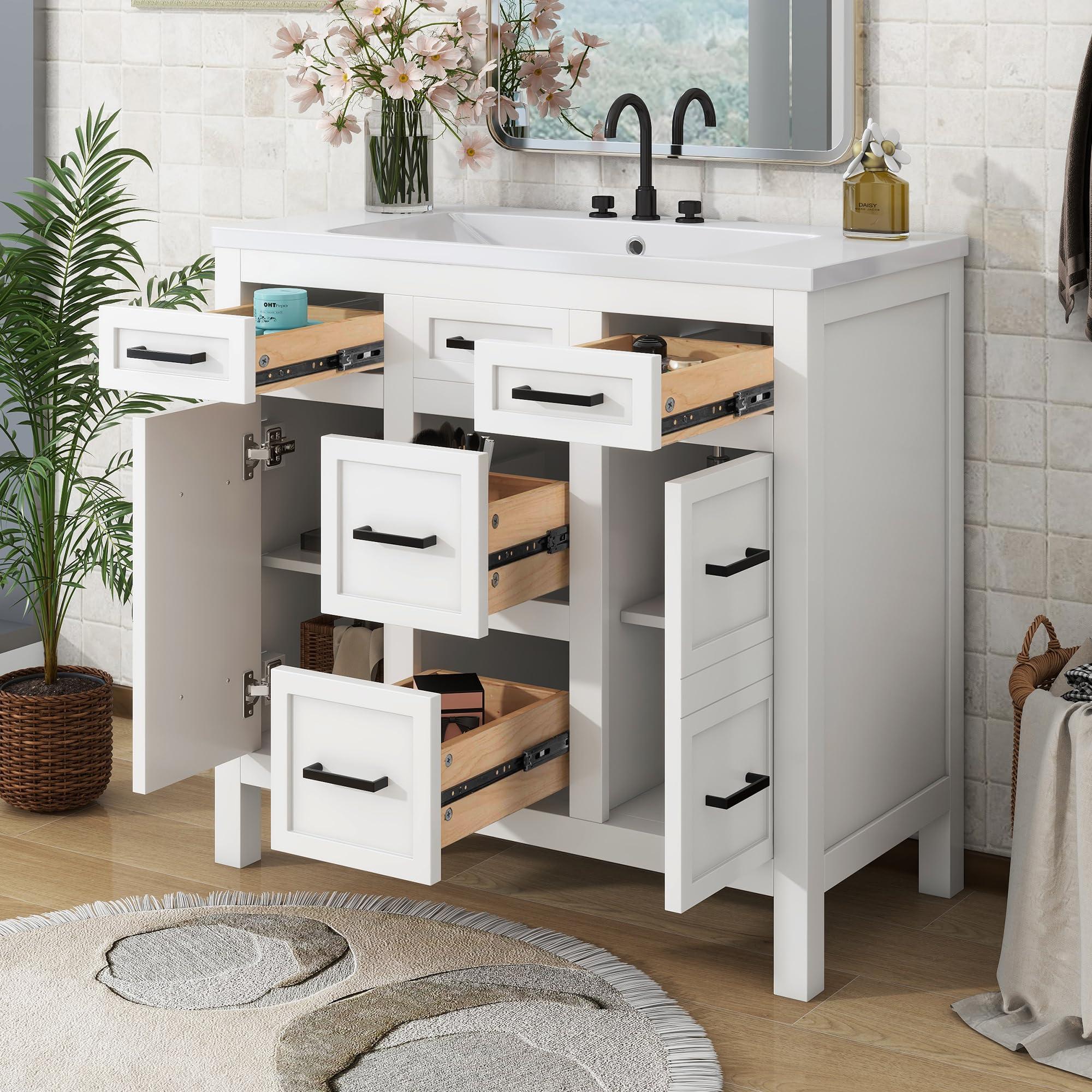 A chic ‍vanity ‌with ample⁣ storage⁤ for ⁢your modern bathroom ‌essentials