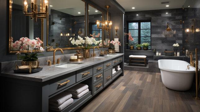 Modern luxury bathroom: Sleek furnishings and high-end finishes exude sophistication