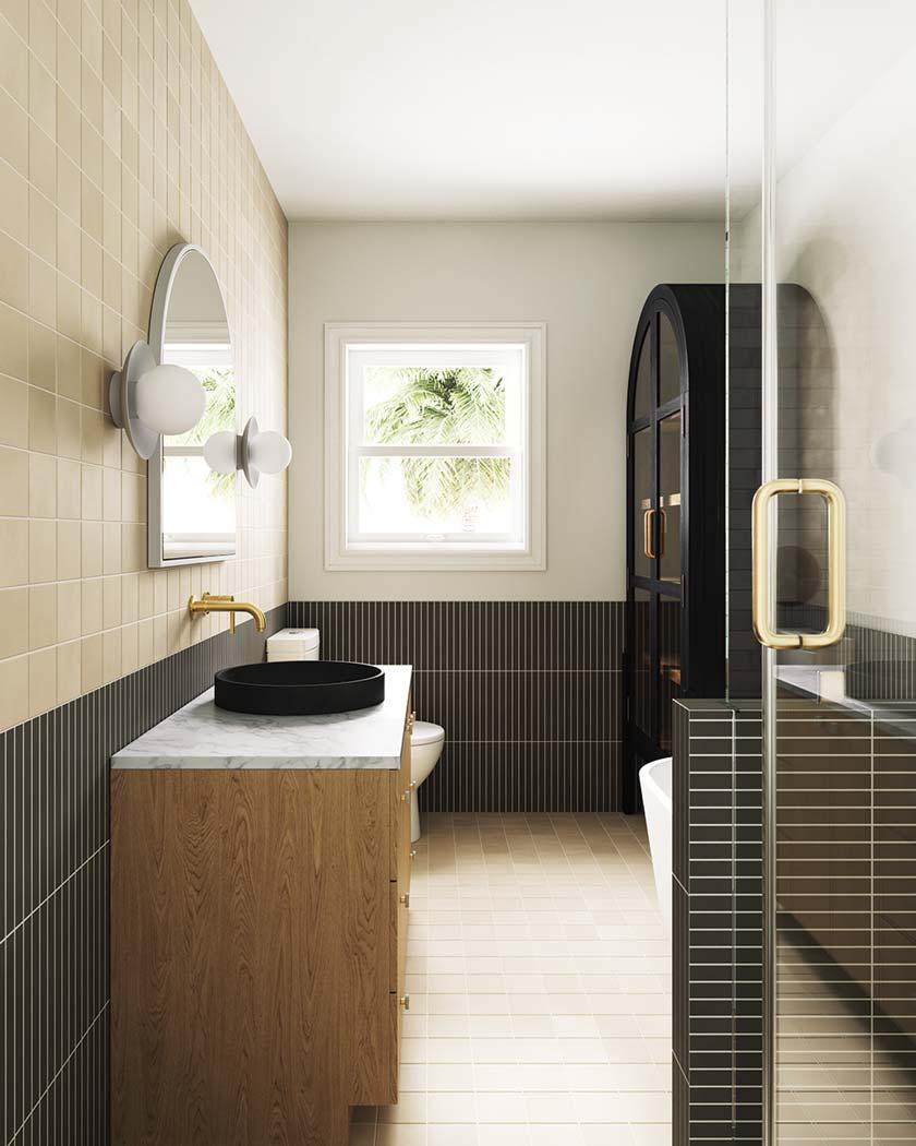 Customizable smart home features for a high-tech modern bathroom