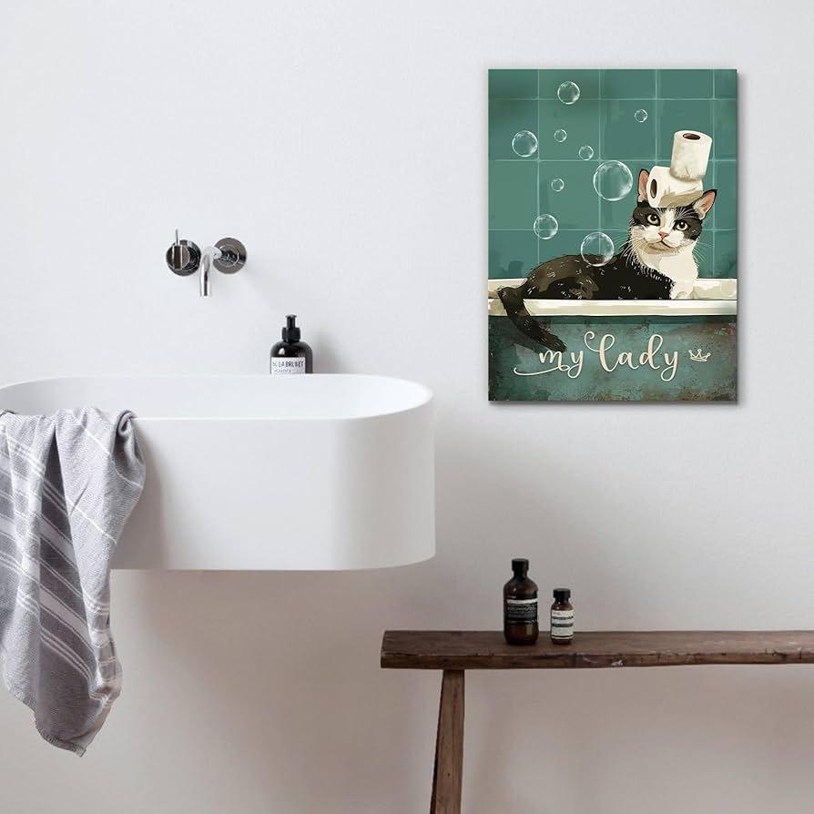 Quirky artwork adds playful charm to walls in your ‌eclectic bathroom⁣ retreat