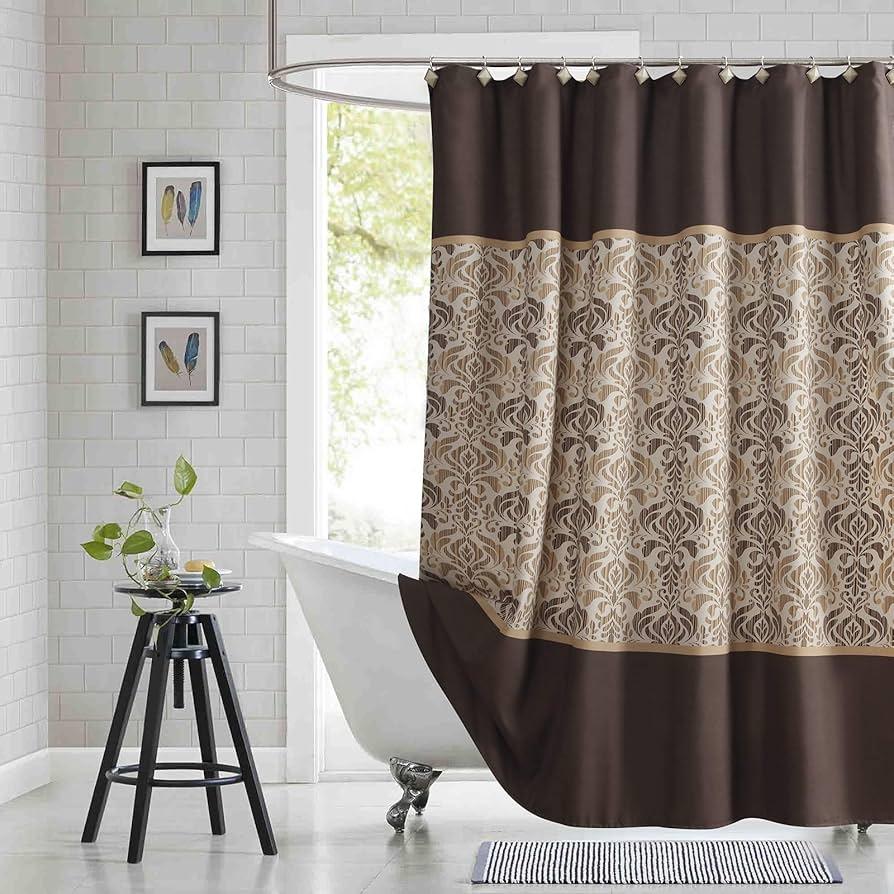 Opt for chic, patterned shower curtains to elevate ‍modern bathroom style