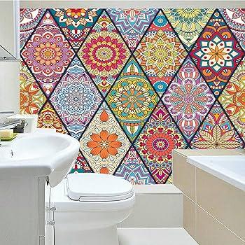 Colorful ceramic tiles ‍bring vibrancy to any ​boho bathroom design