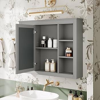 Use open shelving​ to showcase unique decor and essentials in your eclectic bathroom