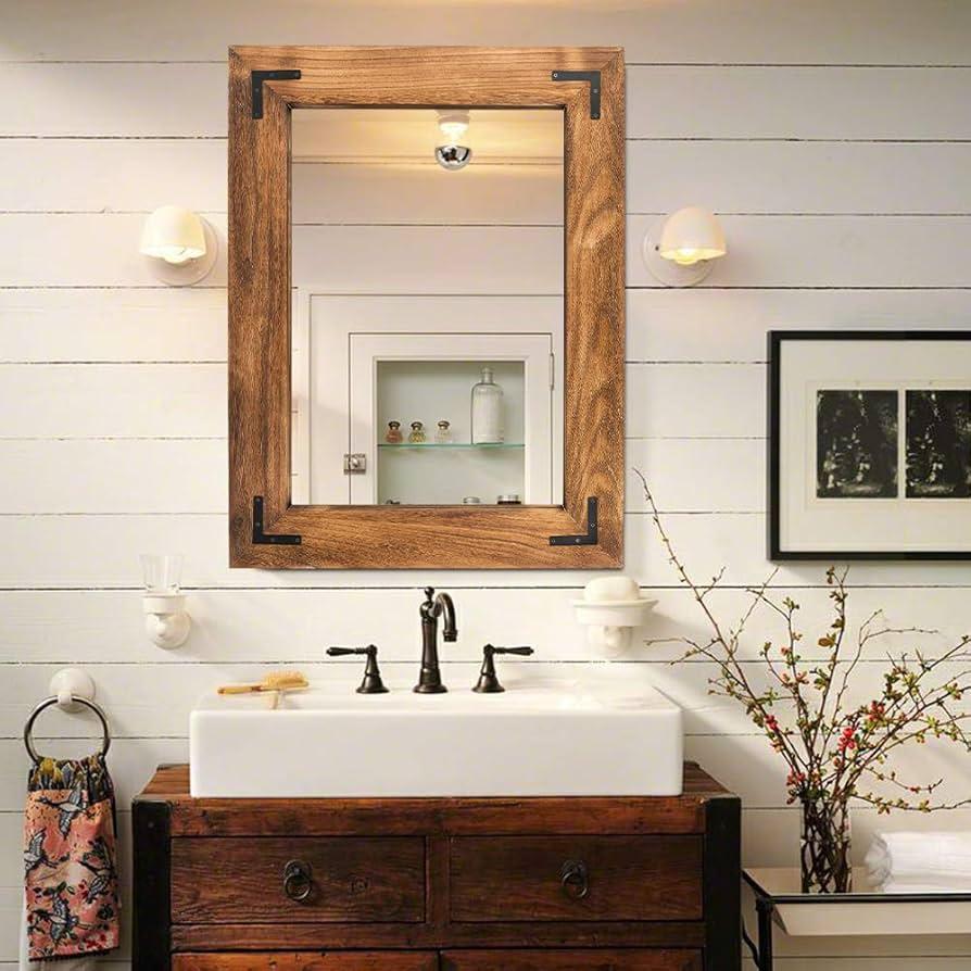 Wooden bathroom mirror frames ​enhance elegance and ‍style