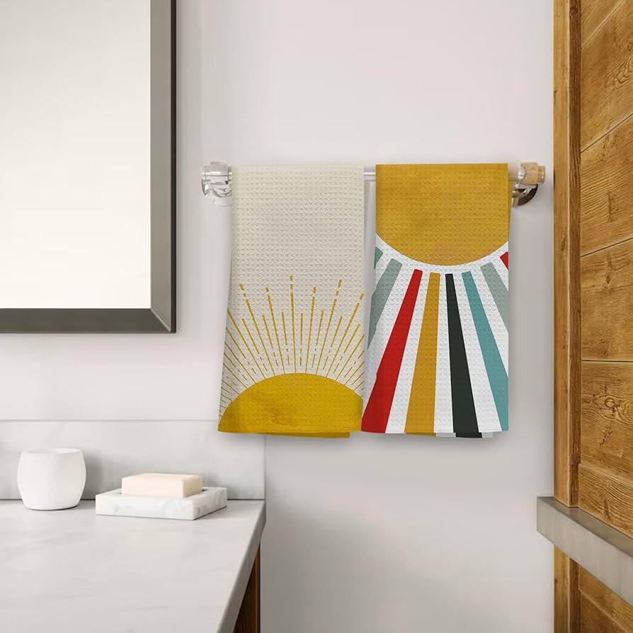 Brightly colored towels for a cheerful accent in your boho bathroom